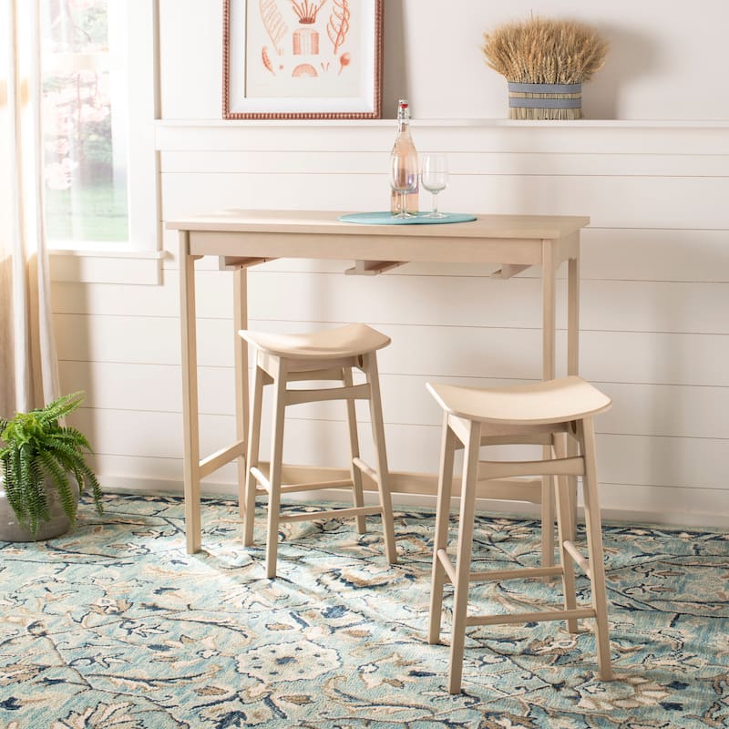 SAFAVIEH Neoma 3 Piece Pub Set - White Oak - 42.1" x 17.7" x 36.2" - 42Wx18Dx36H