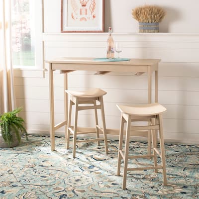 SAFAVIEH Neoma 3 Piece Pub Set - White Oak - 42.1" x 17.7" x 36.2" - 42Wx18Dx36H