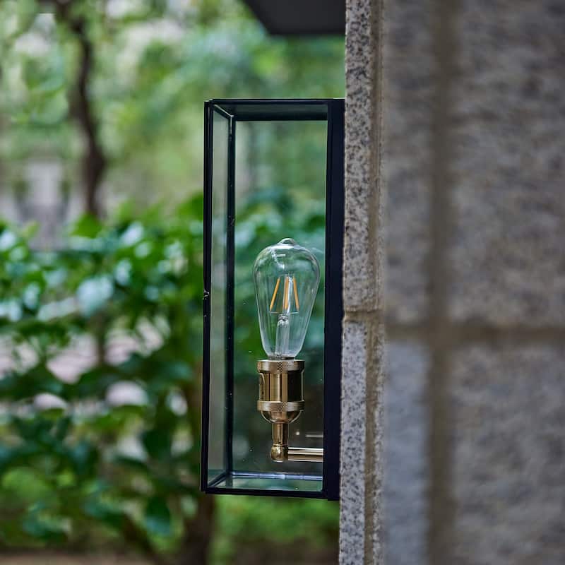 Black 14.25 inch black and gold iron finish wall sconce