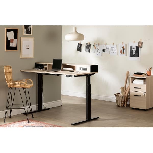 South Shore Zelia Adjustable Height Standing Desk with Built In Power