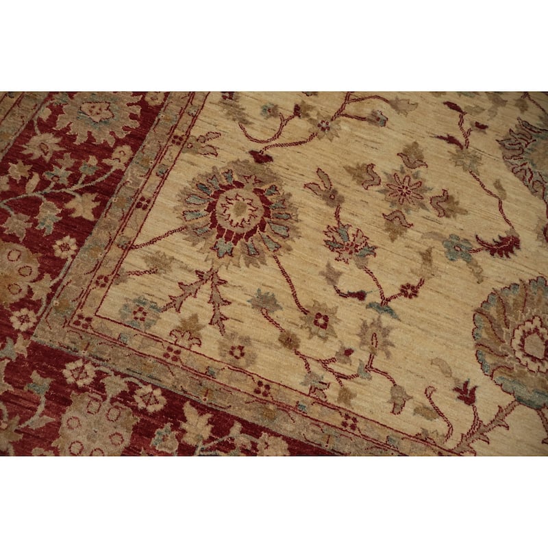 Hand Knotted Oriental 100% Wool Carpet Traditional Floral Beige & Ivories Chobi-Peshawar Area Rug - 11' 6'' X 8' 9''