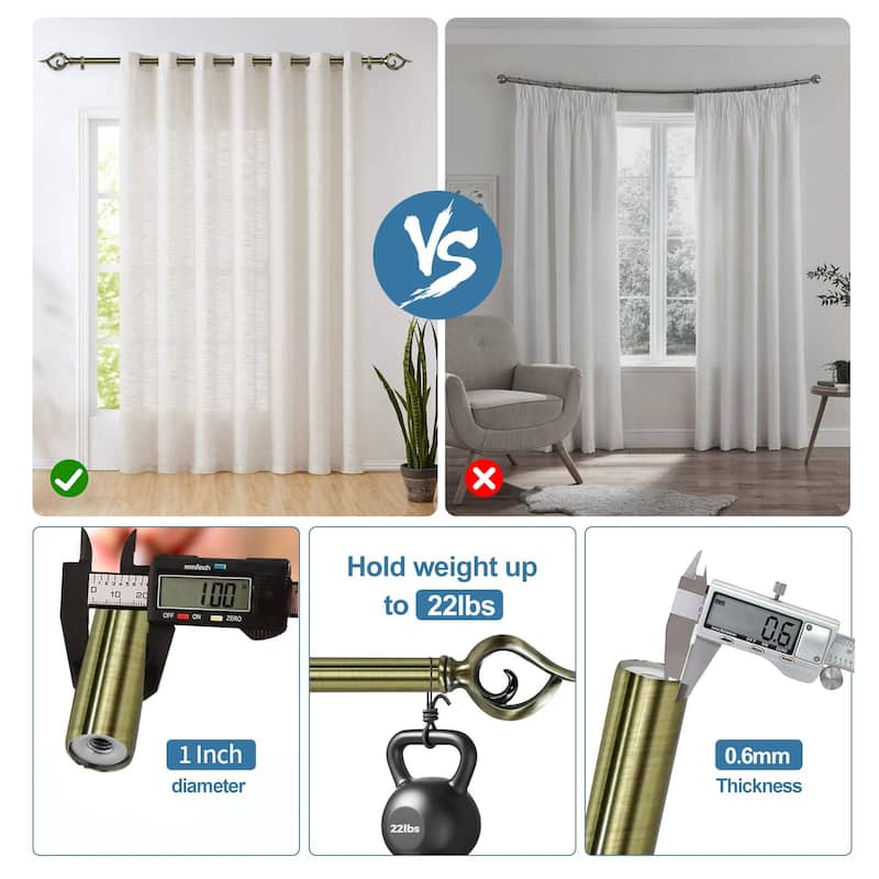 1-inch Diameter Flame Adjustable Single Drapery Curtain Rod