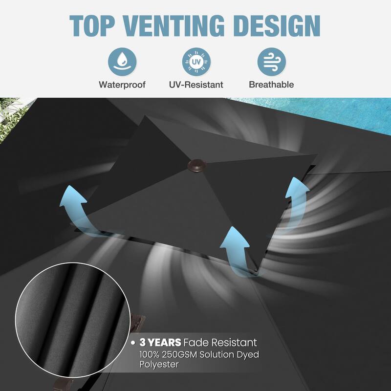 VredHom 11x11 FT Outdoor Patio Double Top Cantilever Umbrella with Wheel Base