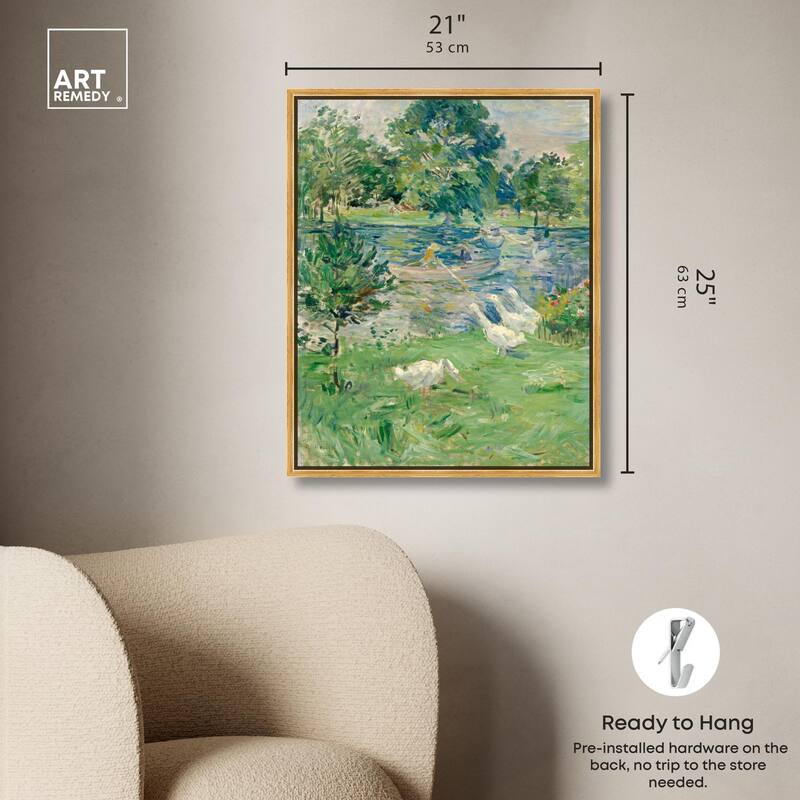 Morisot Girl in Boat with Geese Canvas by Art Remedy