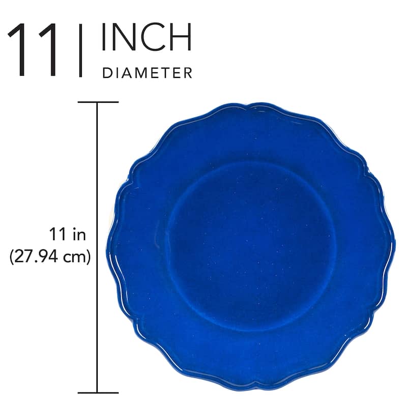 Certified International Blue Indigo Crackle Melamine 11" Dinner Plates, Set of 4 - 11" Diameter x 1"
