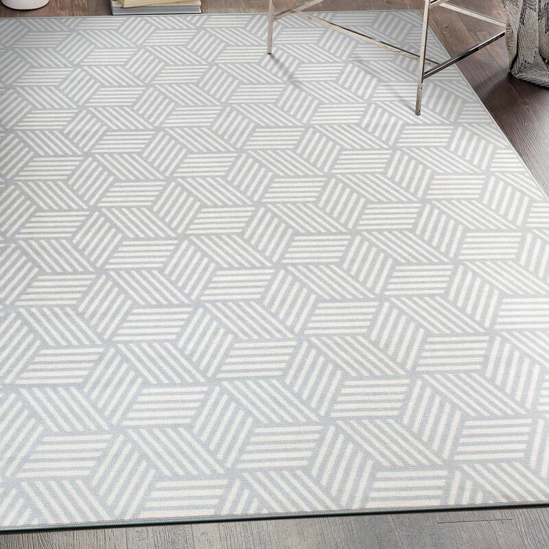 Contemporary Geometric Cubes Indoor/Outdoor Area Rug