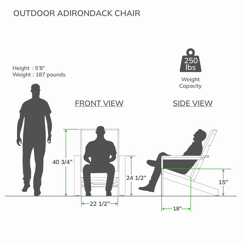 Cambridge Casual Napa Teak Outdoor Adirondack Chair Set of 2 with Padded Seat