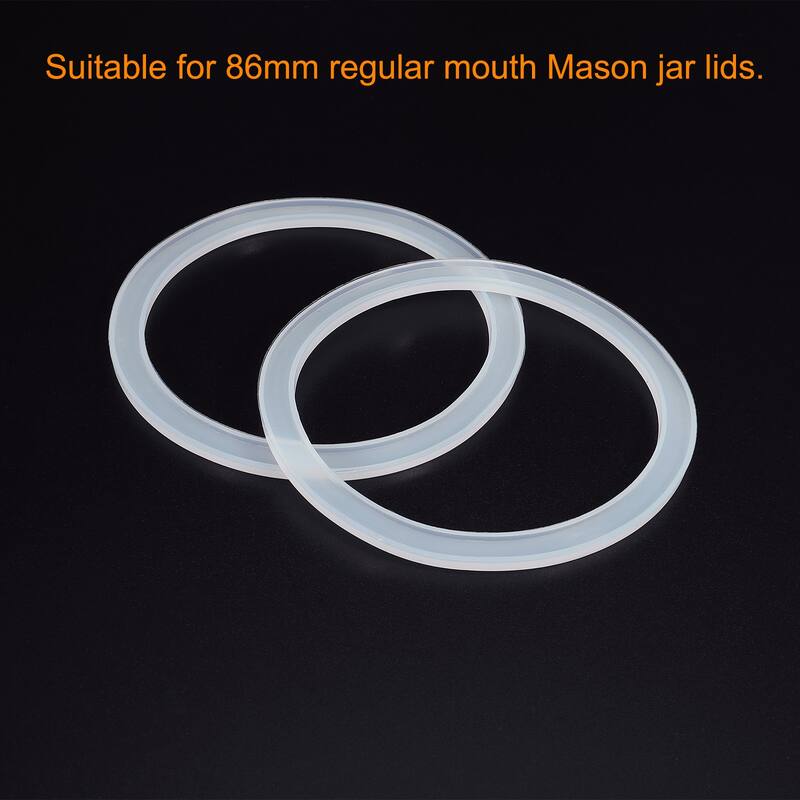 86mm Wide Mouth Silicone Leak-Proof Sealing Rings Translucent 10 Pack