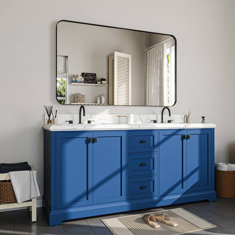 Stylish Rounded Aluminum Framed Bathroom Mirror – Full Length Wall Accent Mirror for Elegant Home Decor