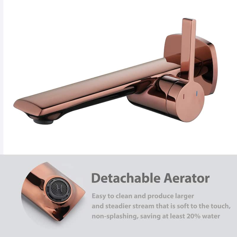 Modland Wall Mount Single Hole Bathroom Faucet, NSF/CUPC Certified & Salt Spray 8 (Matte Black/Rose Gold)