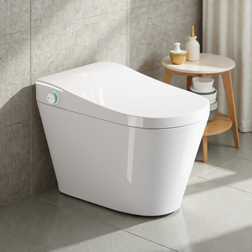 Smart One Piece Toilet with Built In Bidet. Auto Open Close Seat. Heated Seat. Warm Water. Dryer. Remote Control