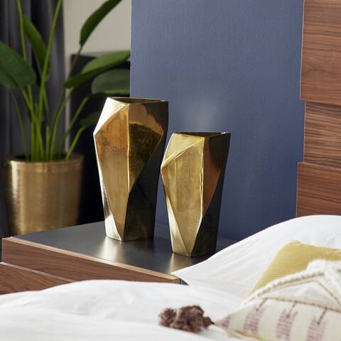 Venus Williams Collection Gold Aluminum Modern Vase (Set of 2) - 7 x 6 x 14