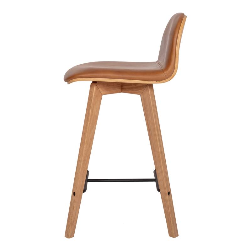 Aurelle Home Natina Modern Wood and Leather Counter Stool