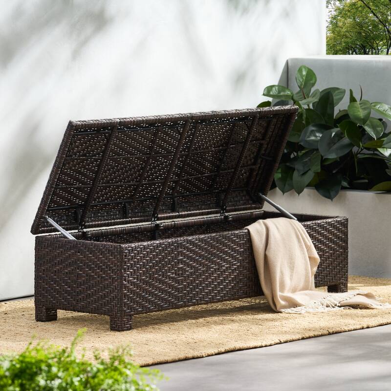 Rattan Outdoor Bench Storage Bench Patio Bench Garden Bench