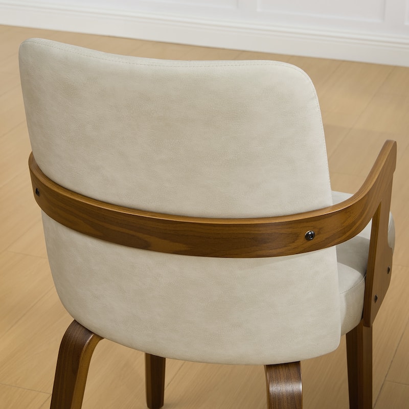 Mid-century Modern Upholstered Dining Chairs Bentwood Side Chairs with Armrests - 34.3"H x 19.9"W x 22.1"D
