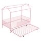 preview thumbnail 10 of 9, Twin Size Metal House Bed with Fence and Trundle
