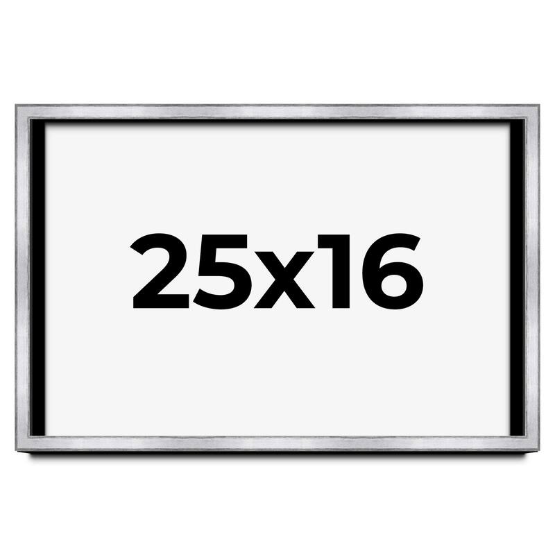 25x16 Shadow Box Frame Silver | 1.375 Inches Deep Real Wood