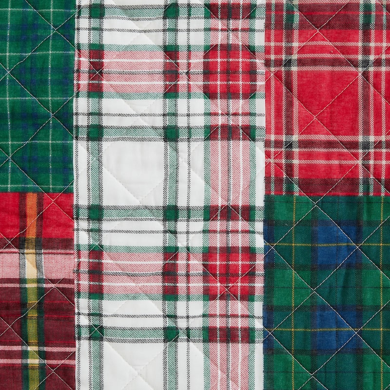 Nautica Emmet Patchwork Red Cotton Reversible Quilt Set