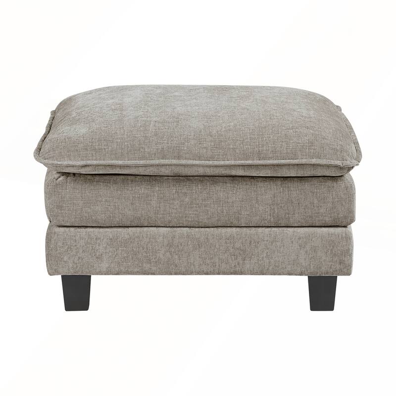 Modern Style Ottoman with Chenille Fabric and Durable Plywood Frame for Contemporary Living Rooms - Brown Gray and Pewter