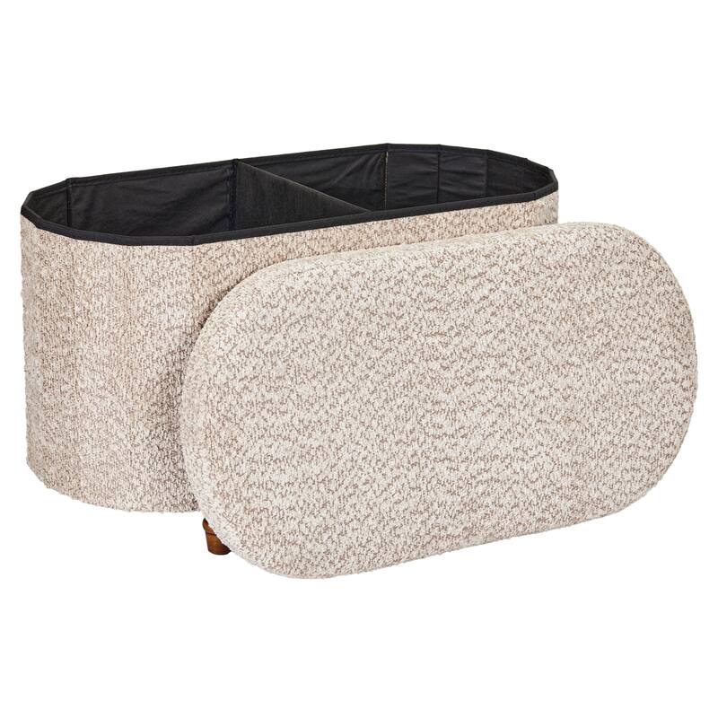 Aria Home Esme Brown Boucle Storage Ottoman Bench with Seat Cushion