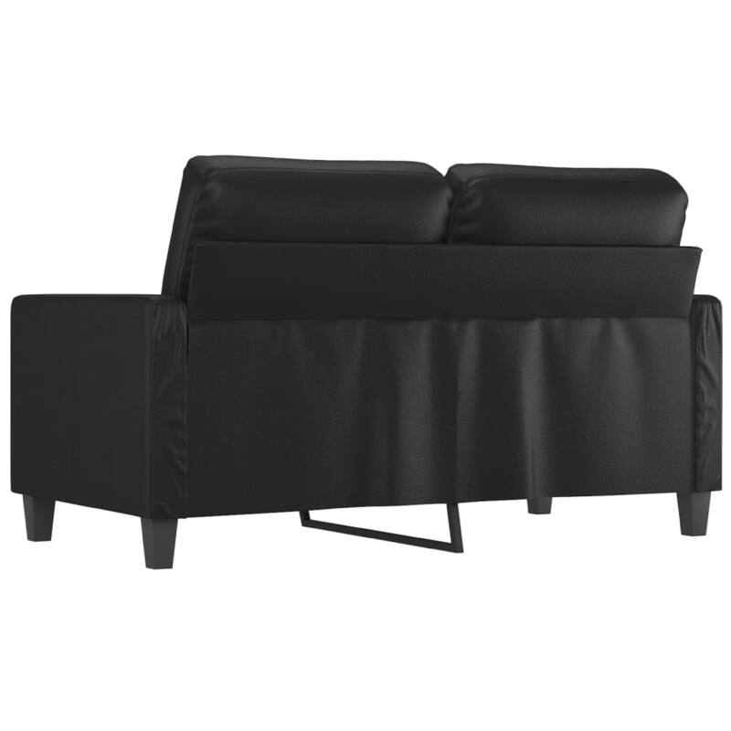 Otis 2 Seater Sofa, Sleek Black Faux Leather Cushions, 54 Inch