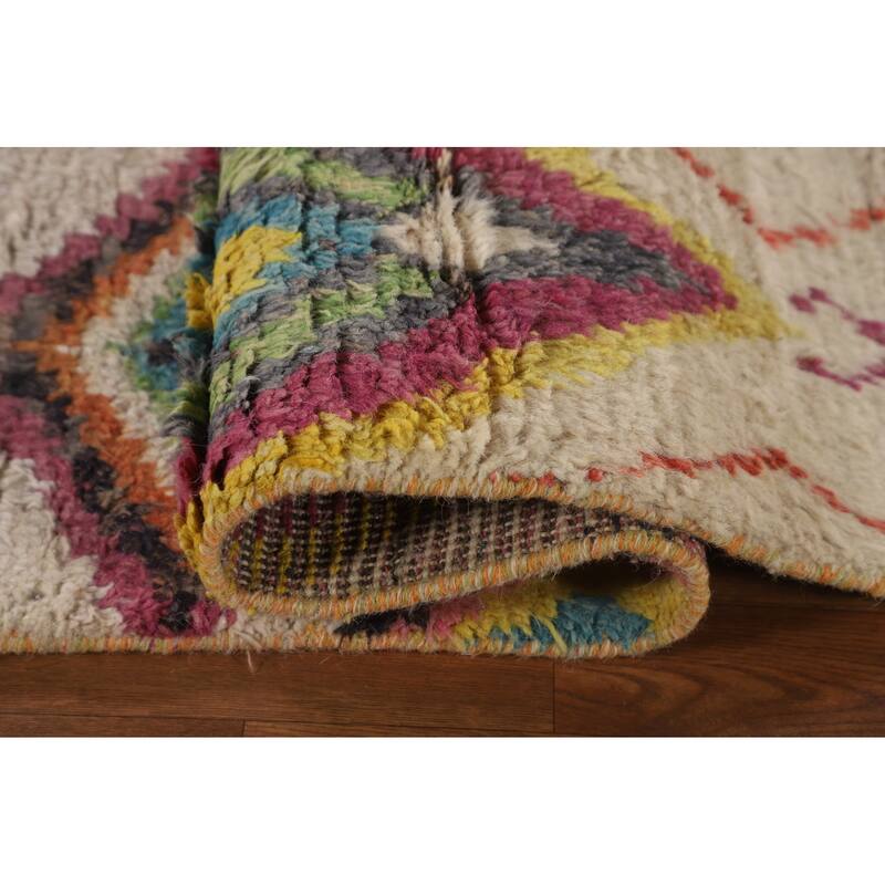 Geometric Moroccan Pakistan Area Rug Handmade Wool Carpet - 7'11" x 10'10"