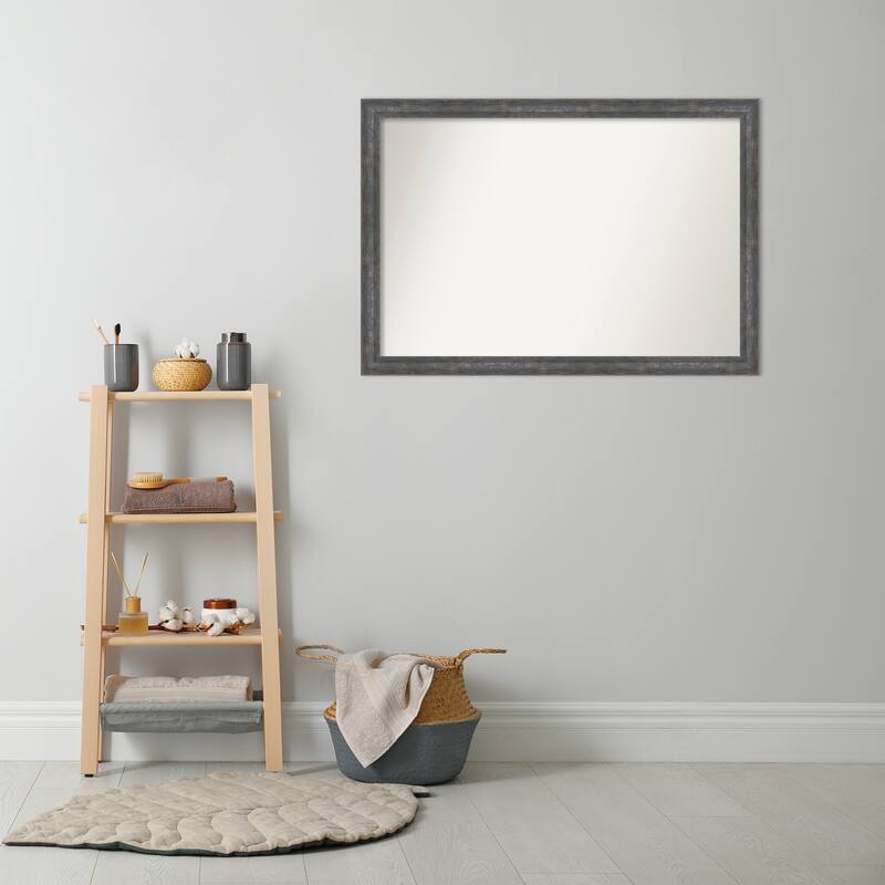 Angled Non-Beveled Wood Framed Bathroom Vanity Wall Mirror