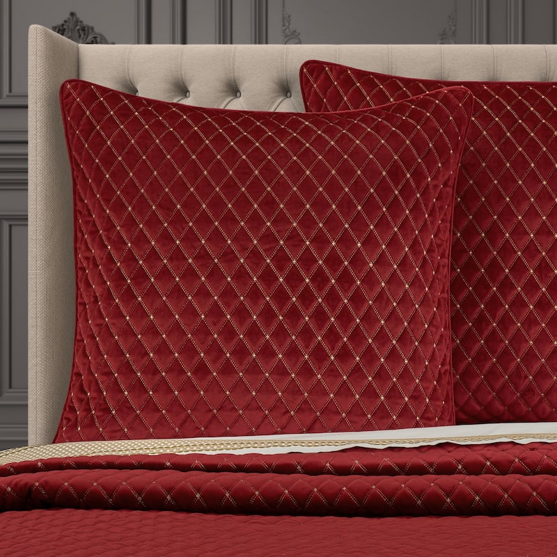 J. Queen New York Grandeur Christmas Euro Quilted Sham - Crimson
