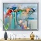 preview thumbnail 8 of 10, Designart 'Abstract Red Blue And Pink Flowers' Farmhouse Framed Canvas Wall Art Print 20 in. wide x 12 in. high - White