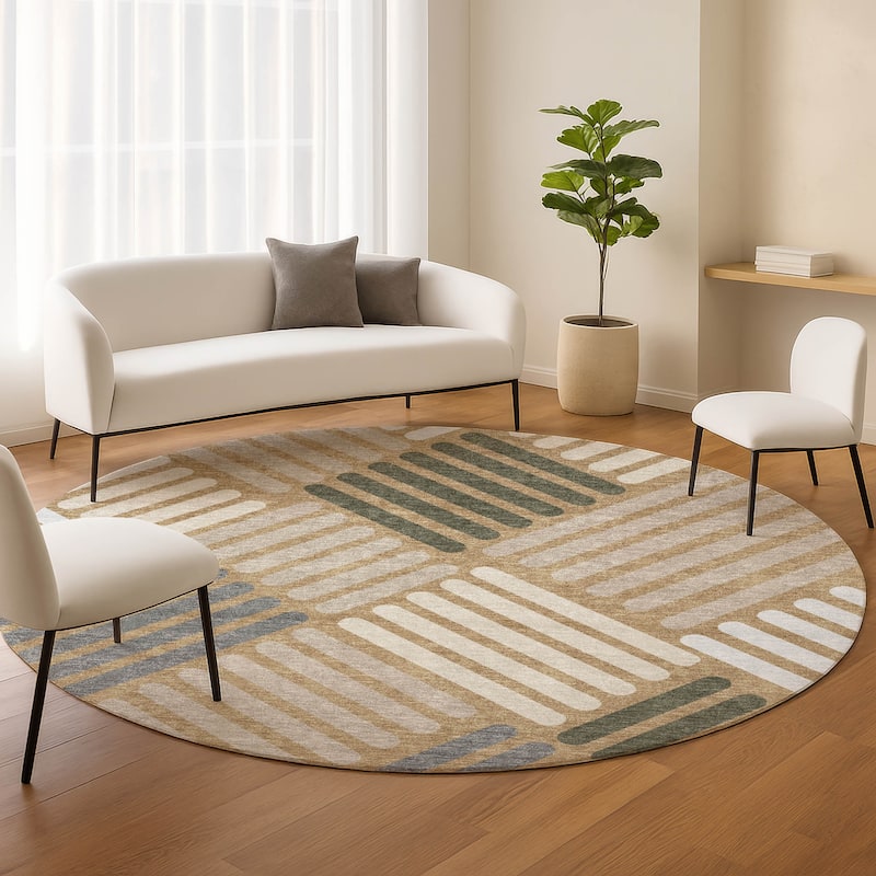 Machine Washable Indoor/ Outdoor Modern Weave Chantille Rug