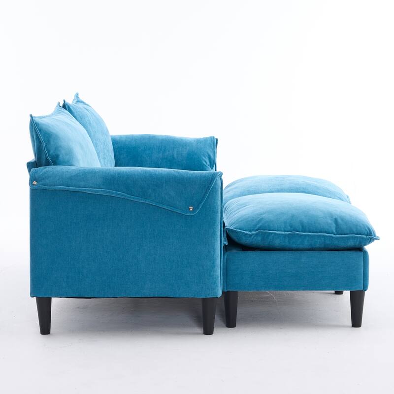 69.57" Metal Convertible U-Shaped Sofa with Storage Footstools, 3-Seater Combination Sofa
