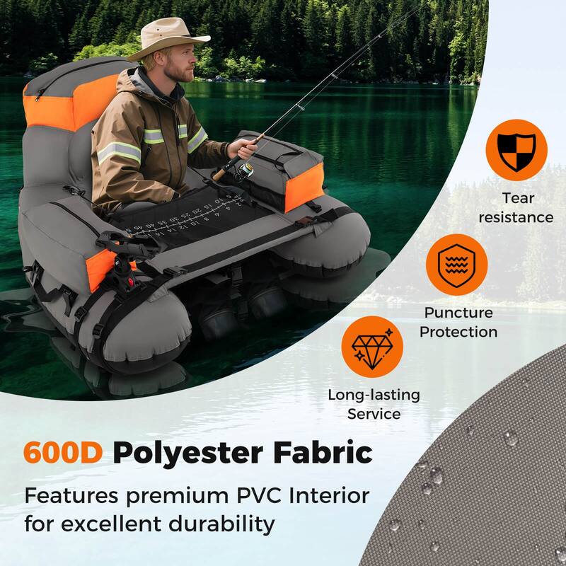 Goplus Inflatable Fishing Boat 350 LBS Fishing Float Tube with Fishing - See Details