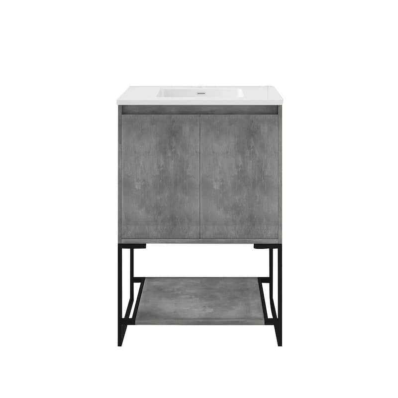 24-inch Freestanding Bath Vanity with White Cultured Mable Top