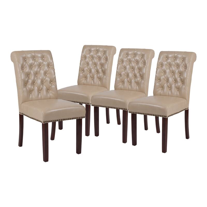 4PK Parsons Chairs-Rolled Back, Accent Nail Trim