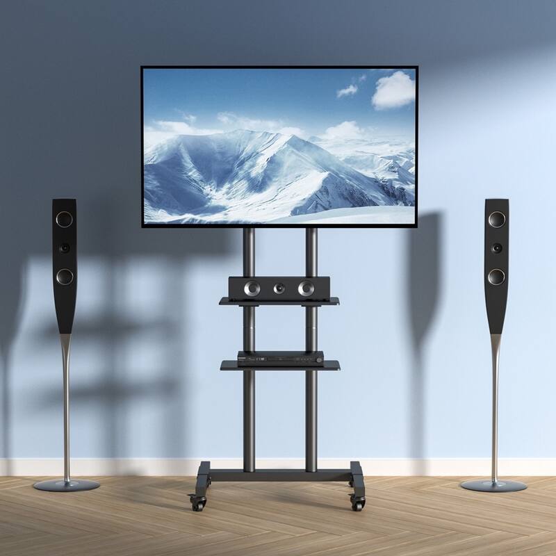 70" TV Stand Mount Swivel Universal / Mobile Floor Adjustable Height - 65 inches