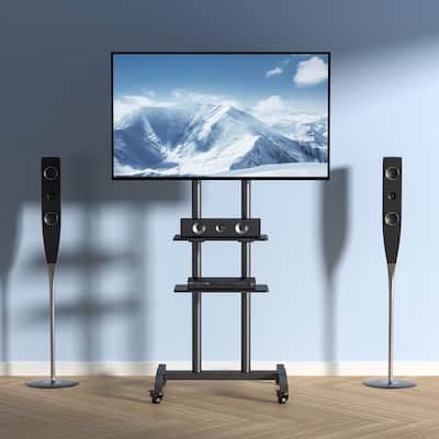70" TV Stand Mount Swivel Universal / Mobile Floor Adjustable Height - 65 inches
