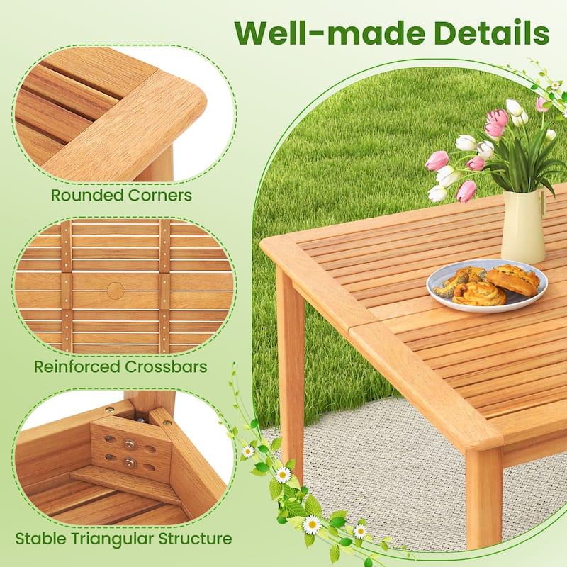 Gymax 40'' 4-Person Outdoor Acacia Wood Dining Table w/ 1.96''
