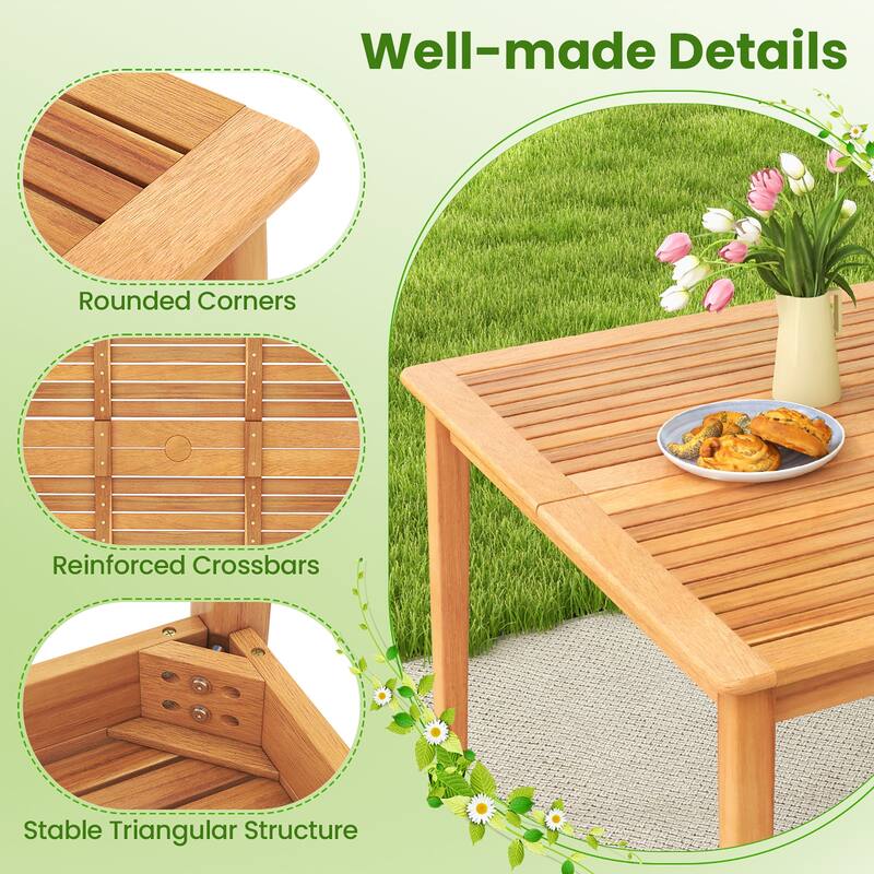 Gymax 40'' 4-Person Outdoor Acacia Wood Dining Table w/ 1.96''