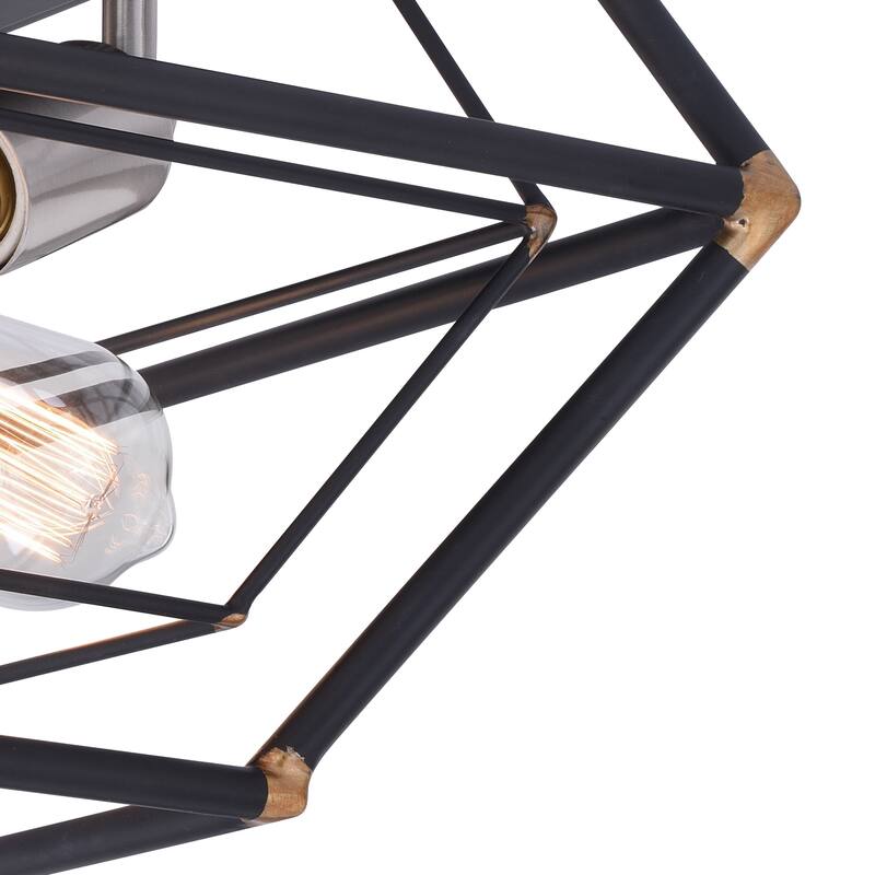 Bartlett 18-in W Bronze Industrial Cage Flush Mount Ceiling Light Fixture - 18-in. W x 8.75-in. H x 18-in. D
