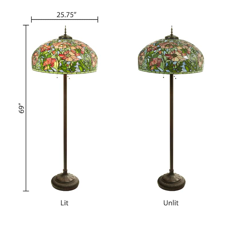 Adele River of Goods Tiffany-Style Poppies Stained Glass 69-Inch Floor Lamp - 25.75" x 25.75" x 69"