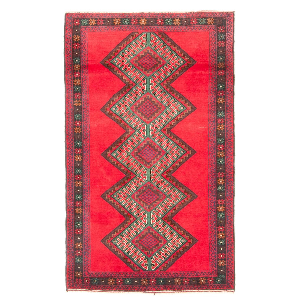 ECARPETGALLERY Hand-knotted Teimani Red Wool Rug - 2'10 x 4'8