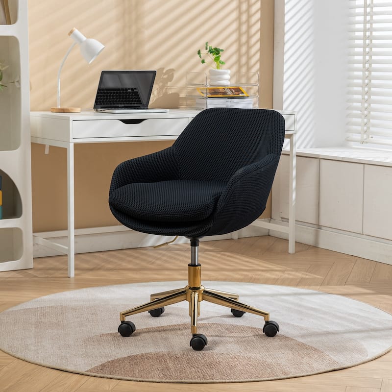 Mesh Fabric Home Office Swivel Chair - Black