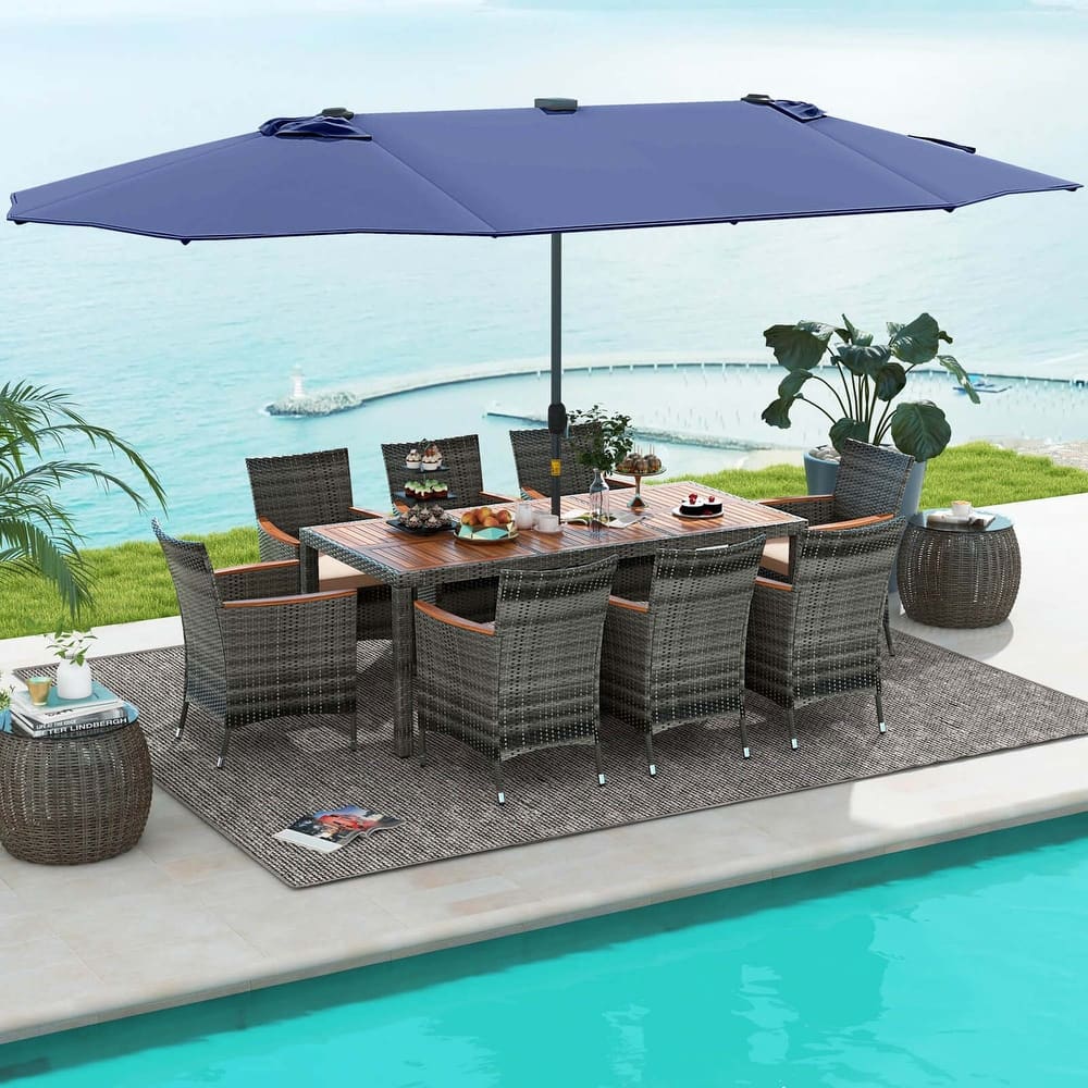 Costway 11 PCS Patio Dining Set with 15 ft Double-Sided Patio Umbrella - See Details