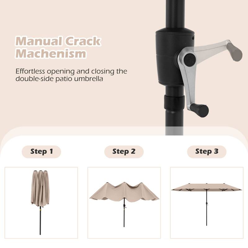 Gymax 13 FT Double-sided Patio Umbrella Outdoor Large Twin Size