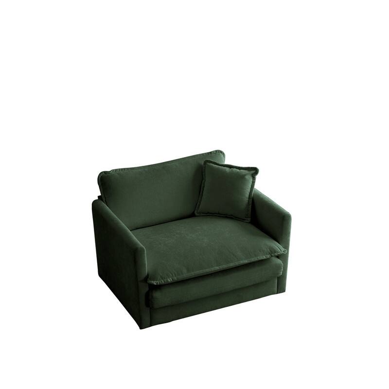 Modern Accent Chair with Ottoman, Living Room Club Chair Chenille Upholstered Armchair , Reading Chair for Bedroom