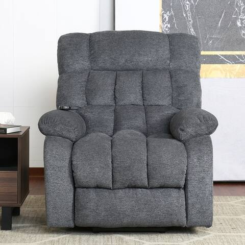 Electric lift recliner with heat therapy and massage heavy recliner, with modern padded arms and back