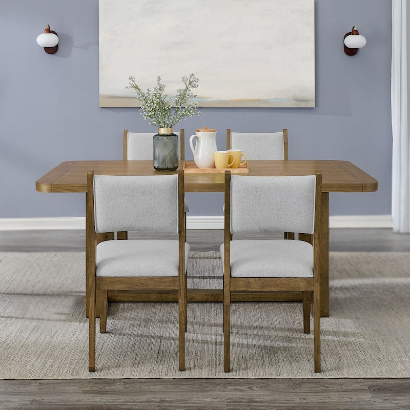 Roundhill Furniture Parker 5-Piece Dining Set, Light Oak