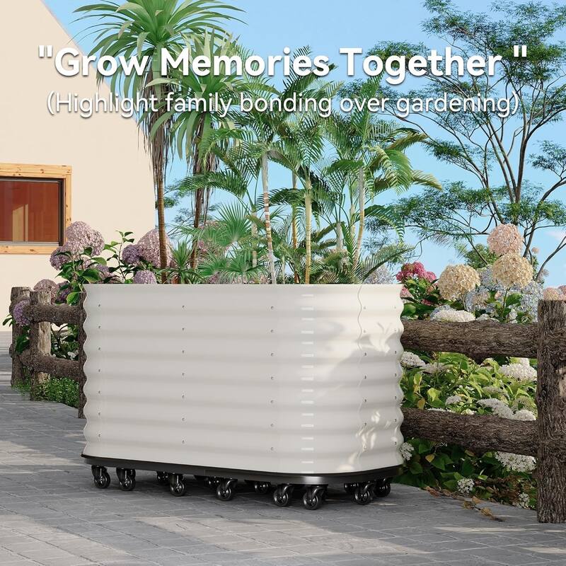 59x24x28inin Galvanized Raised Garden Bed with Wheels and Water Reservoir Portable Rolling Elevated Raised Garden Bed Gray