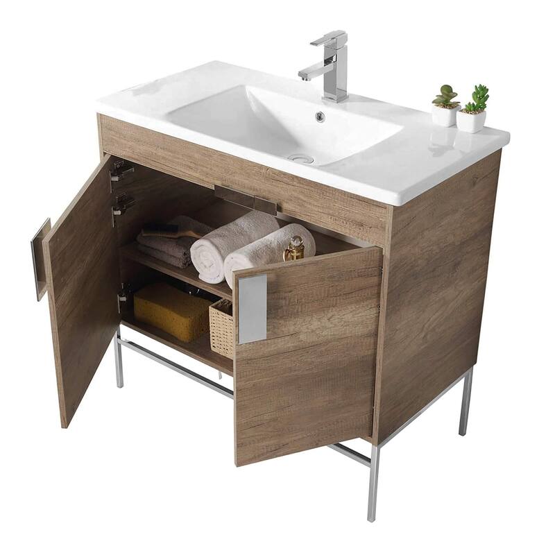 Modern Bathroom Vanity Set, Vireous China Sink Top 30"