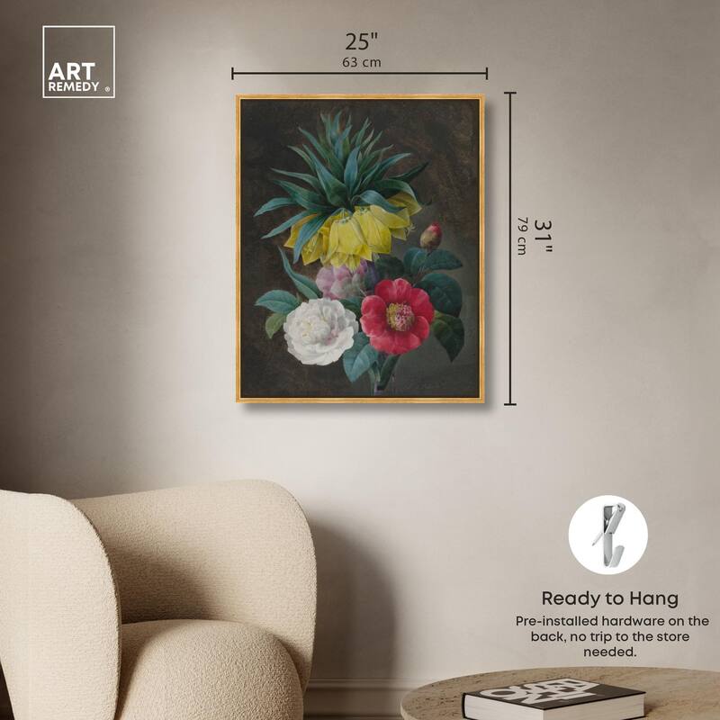 Four Peonies and a Crown Canvas by Art Remedy